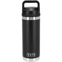 Yeti Rambler Bottle 18oz Chug Cap, Black, borraccia thermos con tappo per bere, 532 ml