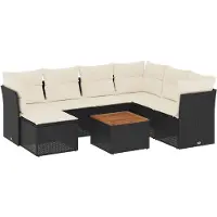 vidaXL Set di divani da giardino a 8 pezzi con cuscini in rattan nero
