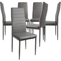 Trisens Set di sedie da pranzo, disponibili in confezioni da 2, 4, 6 o 8 pezzi. Sedie per cucina e soggiorno, rivestite in ecopelle, colore: grigio; confezione: 6 pezzi