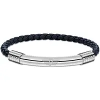 Police Dark blue leather Bracciale Gear PEAGB2211504 - Length: 19 cm