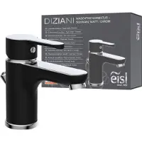 Eisl DIZIANI Miscelatore per lavabo con leva di comando, set di miscelatori per bagno con scarico Lavabo, cromo/nero opaco