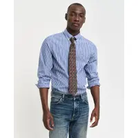 Gant per uomo. 3000132 Camicia slim fit in popeline blu a righe (3XL), Casual, Cotone, Classico, Manica lunga