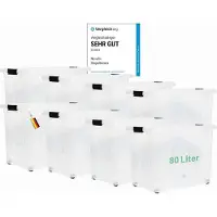 Novaliv 8x scatole di stoccaggio con coperchio grandi 80L trasparenti nidificabili impilabili con chiusura a clip rotolo scatole di plastica senza BPA 61x40x45 cm