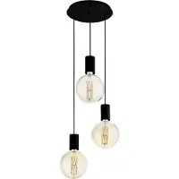 Eglo Lampadario A Sospensione Contemporaneo Pozueta Acciaio Nero 3 Luci E27 D33