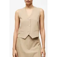 French Connection Linen Single Breasted Waistcoat Incense Taglia: 8 | Gilet Outlet | Donna | Bianco