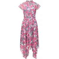 French Connection Arla Gathered Flowing Dress Graphite/rasp Sorbet Taglia: 6 | Abiti Midi Outlet | Donna
