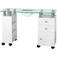 Activeshop Tavolo cosmetico in vetro con aspirazione della polvere 013b bianco