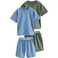 Next Pigiama blu cielo / verde scuro / bianco