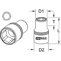 Ks Tools 3/4" esagono cavo corto 23 mm - 911.3423
