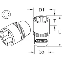 Ks Tools Bussole da 1/2" lunghezza 38 mm 30 mm - 911.1230