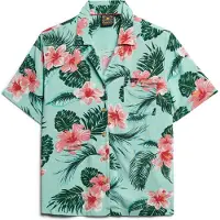 Superdry per donna. W4010419A Camicia verde da spiaggia (XS), Casual, Viscosa, Manica corta