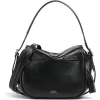 Ralph Lauren per donna. 428955415001 Borsa mini satchel Polo ID in pelle nera (OSFA), Nero, Casual