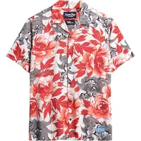 Superdry per uomo. M4010740A Camicia resort hawaiana rosa (M), Casual, Cotone, Manica corta