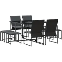 vidaXL Set da pranzo da giardino, 9 pezzi, acciaio nero
