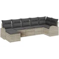 vidaXL Set da giardino composto da 7 pezzi, colore grigio chiaro, materiale: rattan sintetico
