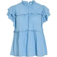 Vila Vipreta High Neck Top Con Maniche Ad Aletta