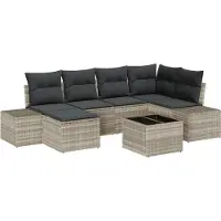 vidaXL Set da giardino con divano, 6 pezzi, color grigio chiaro, in rattan sintetico
