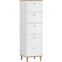 Schildmeyer Comodino Hilda, modello 155885, bianco opaco con decoro effetto legno artigianale, dimensioni 40 x 40 x 142 cm