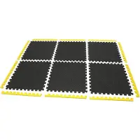 HBM Set di piastrelle per pavimenti EVA per la protezione del pavimento 6 pezzi, nero, giallo