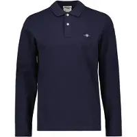 Gant per uomo. 2230 Polo in piqué con scudo blu scuro (L), Casual, Cotone, Manica lunga, Navy