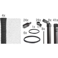 Alberts 635152 Recinzione in rete metallica come set completo di recinzione, per la posa nel calcestruzzo, antracite metallizzato, altezza 125 cm, lunghezza 100 m