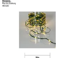 Star Trading Ghirlanda luminosa a LED, "Dew Drop Micro", per esterni, bianco caldo, 36 m, verde
