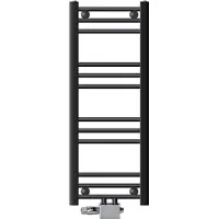 LuxeBath radiatore bagno attacco centrale 300 x 800 mm antracite dritto con attacco termostatico set angolo universale e dritto passante, senza elemento riscaldante