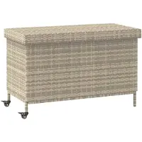 vidaXL Cassapanca da giardino con rotelle Grigio chiaro 110x55x73 cm Poly rattan