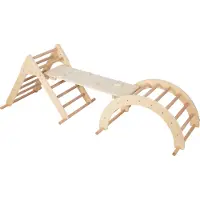 Sunny Struttura di arrampicata Charlie 3 in 1 in legno naturale | Triangolo di arrampicata / Arco di arrampicata / Parete di arrampicata | Giocattoli Montessori