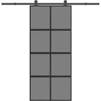 vidaXL Porta scorrevole con rubinetteria 90x205 cm in vetro temperato e alluminio