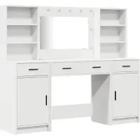 vidaXL Set da trucco con illuminazione a LED, 3 pezzi, bianco, realizzato in legno composito