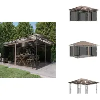 vidaXL Padiglione con zanzariera e luci LED 4x3x2,73 m Taupe - Padiglioni e tende per feste