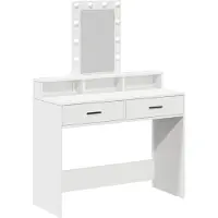 vidaXL Tavolino da trucco, bianco, 100 x 41 x 140 cm, realizzato in materiale composito di legno