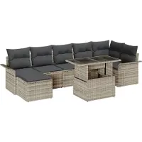 vidaXL Set di divani da esterno, 8 pezzi, grigio chiaro, rattan sintetico
