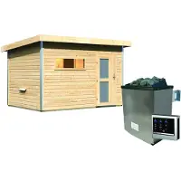 Karibu Sauna da giardino Casa della sauna Skrollan 2 riscaldatore naturale da 38 mm 9kW latte esterno
