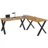 VCM Scrivania in legno | Piatto angolare | 190x130 | L Forma Sinistra o Destra | Piatto da tavolo di lavoro 50 cm Profondo | Mobili da ufficio per tavolo per computer - Lona X