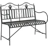 vidaXL Panca da giardino, 2 posti, 103,5 x 59 x 89 cm, acciaio, nero