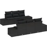 vidaXL Set di divani da esterno, 7 pezzi, nero [Materiale sintetico]: rattan sintetico