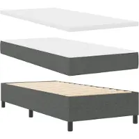 vidaXL Letto boxspring grigio scuro 90 x 190 cm in tessuto e materiale derivato dal legno