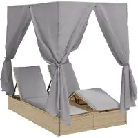 vidaXL Lettino prendisole doppio, grigio, in rattan sintetico