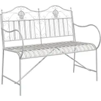 vidaXL Panca da giardino, 2 posti, 103,5 x 59 x 89 cm, acciaio, finitura bianco anticato