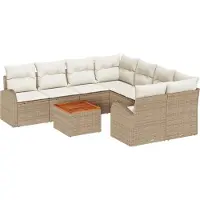 vidaXL Set di divani da giardino , 9 pezzi, color beige e crema, in rattan sintetico