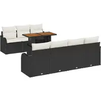vidaXL Set da giardino con divano, 8 pezzi, nero, rattan sintetico
