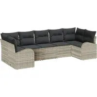 vidaXL Set da giardino composto da 7 pezzi, colore grigio chiaro, in rattan sintetico (poly-rattan), marca