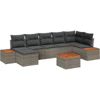vidaXL Set di divani da giardino , 8 pezzi, grigio, in rattan sintetico