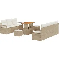 vidaXL Set da giardino composto da 10 pezzi, divano beige in rattan sintetico ()