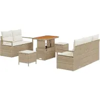 vidaXL Set da giardino composto da 8 pezzi, divano, colore beige, realizzato in rattan sintetico