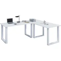 VCM Scrivania in legno | Piatto angolare da scrivania | 220x190 | L Forma Sinistra o Destra | Piatto da tavolo di lavoro 80 cm Profondo | Mobili da ufficio per tavolo per computer - Lona U