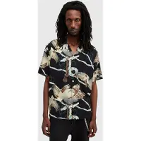 AllSaints Buzzard Ss Shirt Jet Black Taglia: XS | Camicie Casual Outlet | Uomo | Nero
