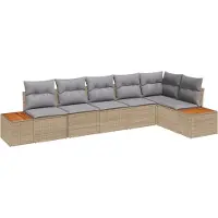 vidaXL Set di divani da giardino , 6 pezzi, color beige, in rattan sintetico